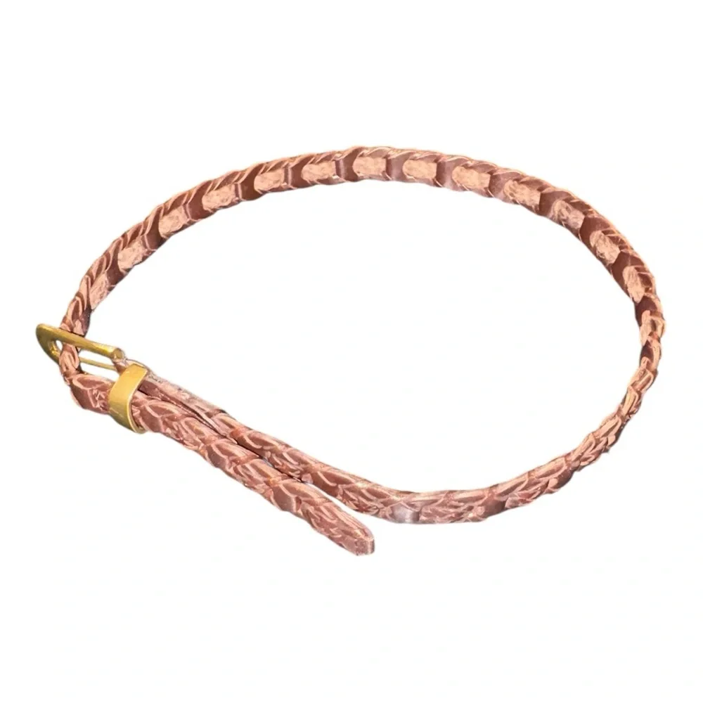 Amiee Lynn Braided Leather Belt Brown w/Brass Buckle Unisex M/L BJ2